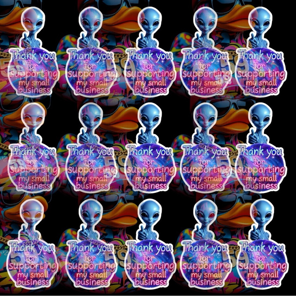 40 Alien Themed Thank You Sticker Pack